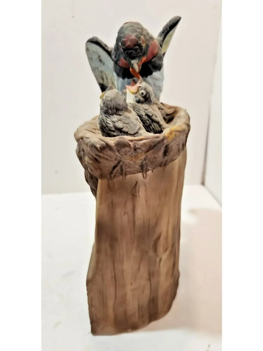 Vtg 1977 Ski Country Barn Swallow With Baby Birds Shaped Ceramic Decanter Empty